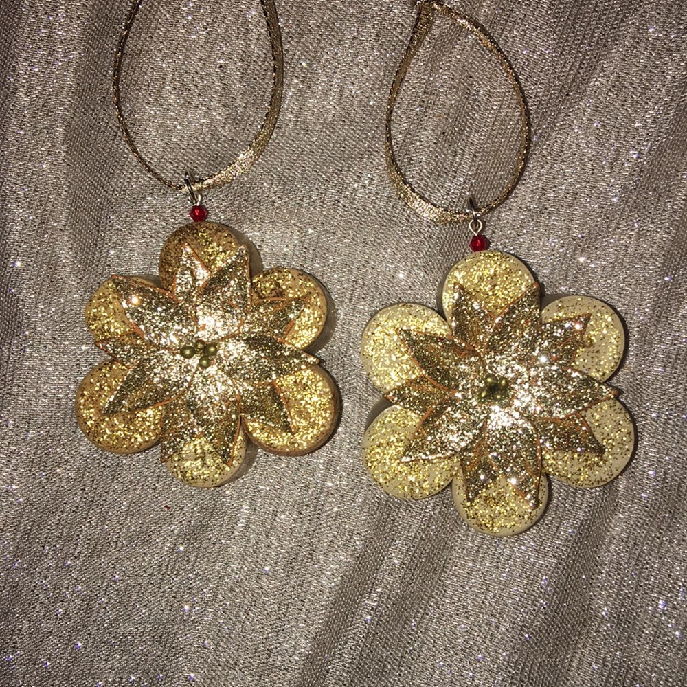 Poinsettia Wine Cork Ornaments (set of 2)
